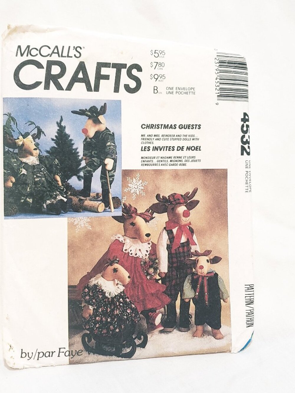 Reindeer Cloth Dolls Christmas Guests McCall's 4532 Sewing Pattern 1989 Uncut